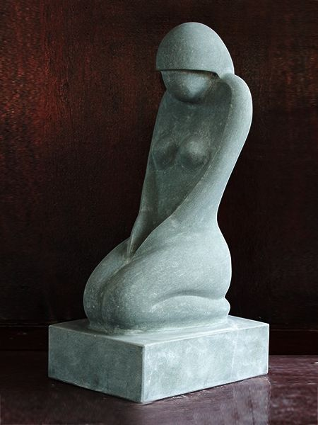 Shy girl abstract stone statue