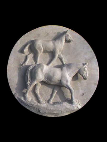 Horse Couple Marble Relief