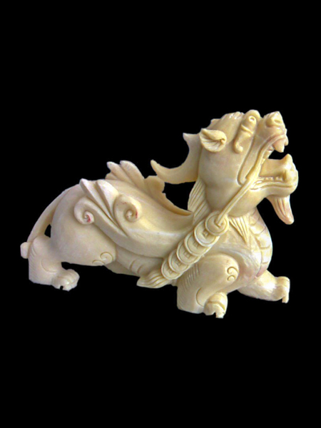 Dragon - Dog Yellow Marble Statue DSF-T71