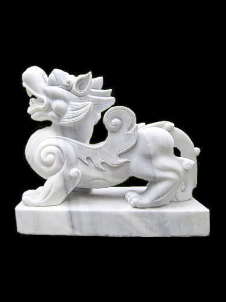 Dragon - Dog White Marble Statue DSF-T74