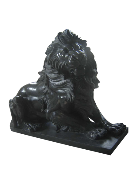 Sitting Lion Black Marble Statue DSF-T150
