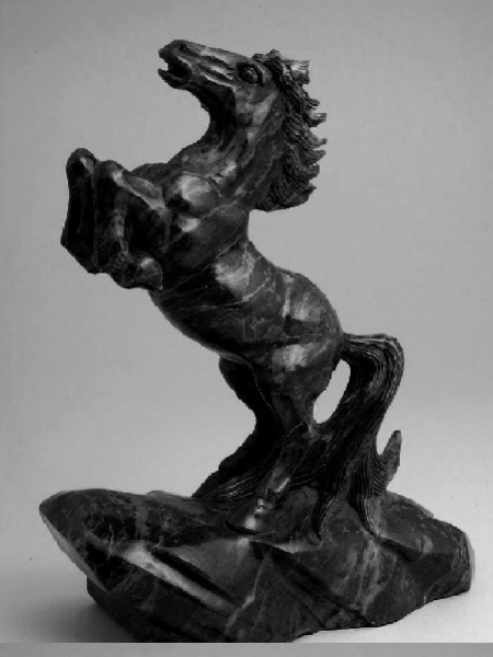 Horse With Both Legs Up Black Marble Statue DSF-T96