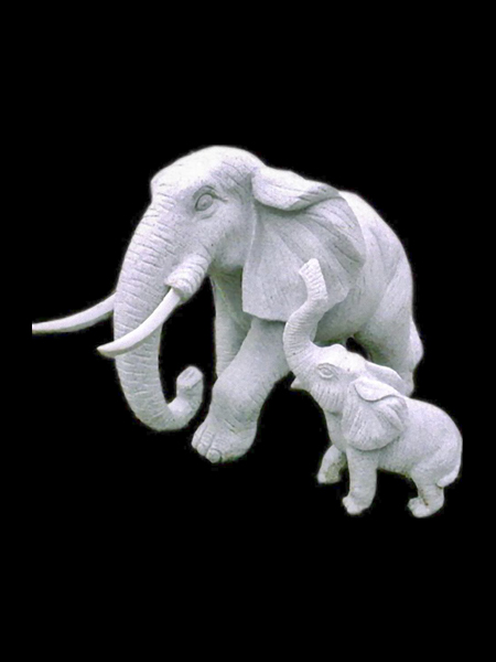 Mother Elephant & Baby Marble Statue For Sale DSF-T79