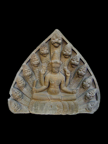 Vishnu and Naga Snake Cham Hindu Stone Relief DSF-CP72