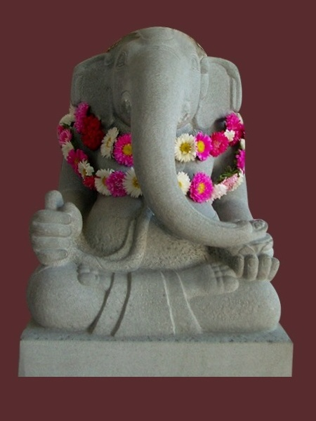 Sitting Ganesha Cham Hindu Sandstone Statue DSF-CP35