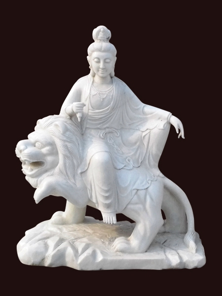 Buddha on Lion Marble Statue DSF-P114