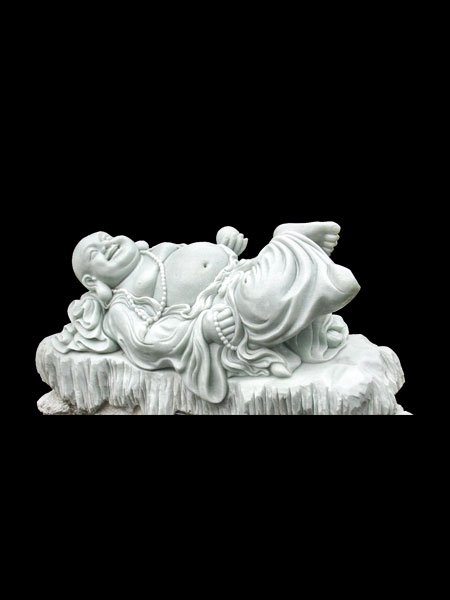 Tượng Phật Di Lặc nằm bằng đá trắng DSF-P90