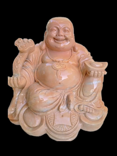 Sitting Buddha of Wealth Yellow Marble Statue DSF-P138