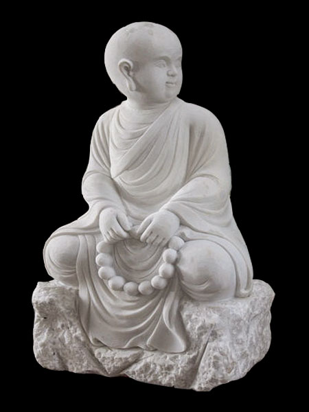 Cute Seated Little Monk Stone Statue DSF-P125