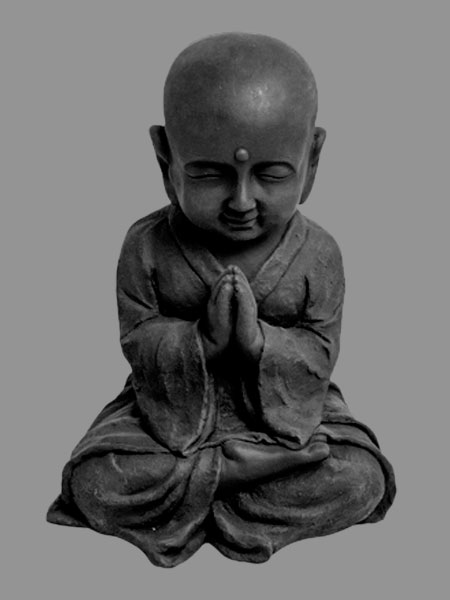 Praying Seated Little Buddhist Novice Stone Statue DSF-P58
