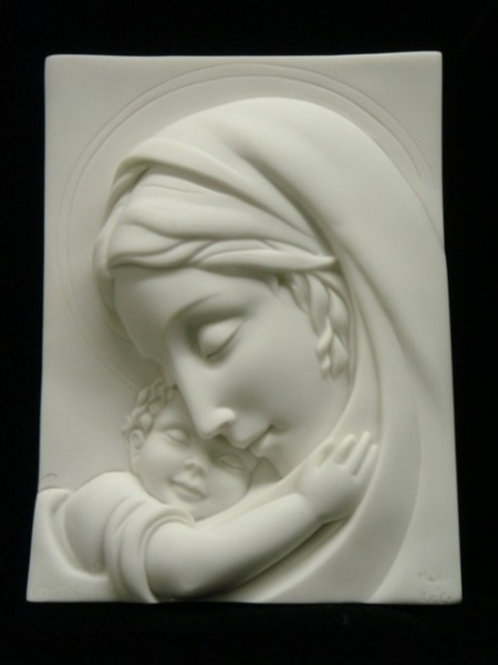 Mary holding Baby Jesus Stone Relief DSF-C64