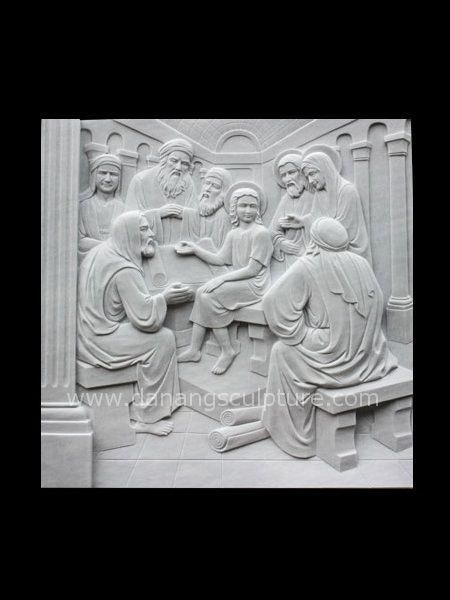 Finding of Jesus  in the Temple Joyful Mysteries Rosary Stone Relief DSF-C81