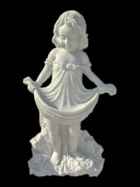 Garden Statue of Little Girl Holding Dress in Natural Marble DSF-EB22