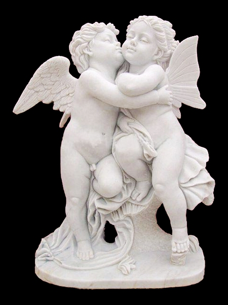 Tượng hai thiên thần hôn nhau bằng đá DSF-EB10
