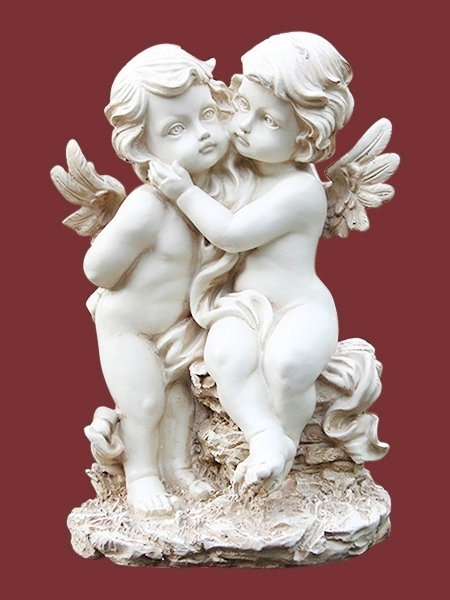 Tượng cặp đôi em bé thiên thần hôn nhau bằng đá DSF-EB64