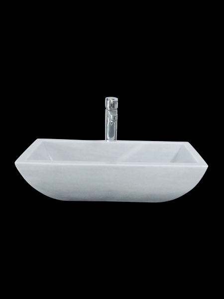 Curved rectangular marble sink