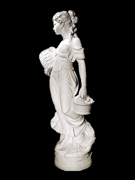 Tượng thiếu nữ đồng quê cầm làn nho