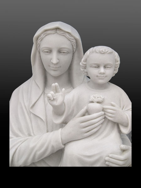 Tượng Đức Mẹ Maria bồng con đá trắng