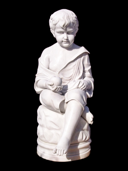 Seated Boy with Apple Stone Statue