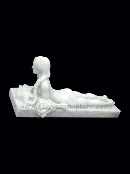 Lying nude girl Art Stone Statue