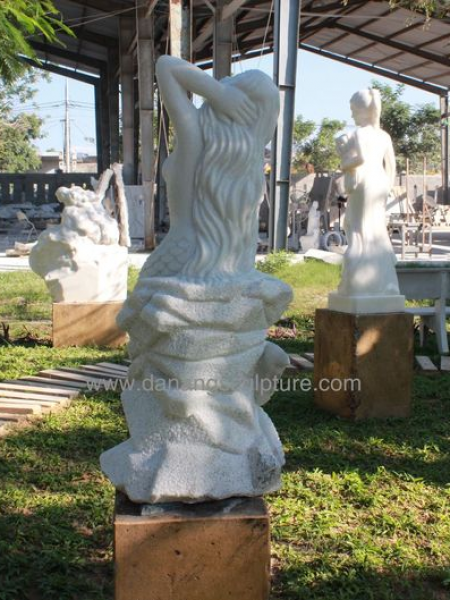 Outdoor mermaid stone statue