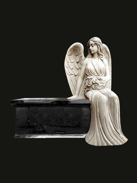 Sitting angel tombstone