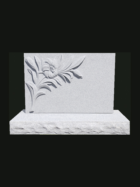 Flower granite headstone