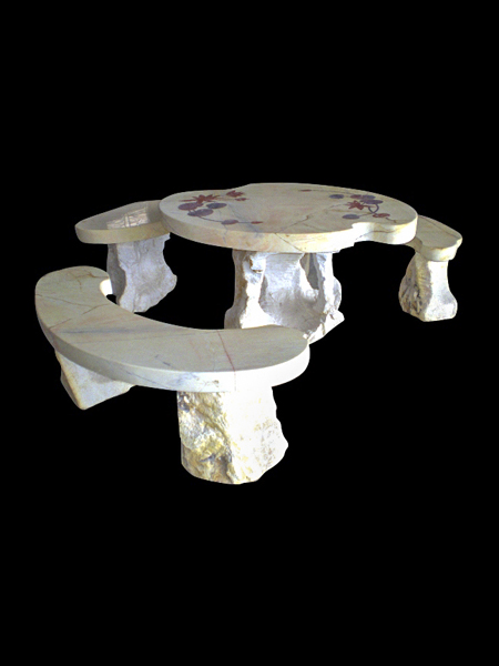 Garden Marble Decorative Table and Benches