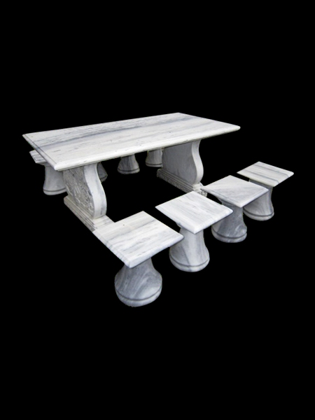 Rectangular Stone Table and Chairs