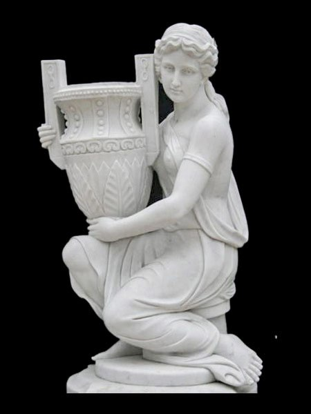 Girl Sitting & Holding Jar Stone Statue DSF-V58