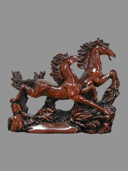 Two Running Horse Resin Statue