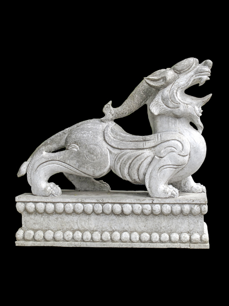 Dragon - Dog White Grey Marble Statue DSF-T115