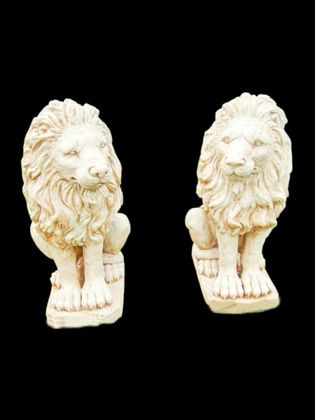 Sitting Lion Yellow Marble Statue  DSF-T56