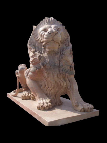 Sitting Lion Yellow Marble Statue DSF-T149