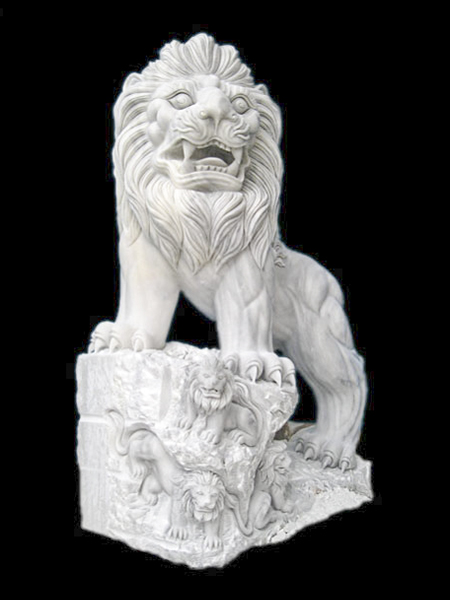 Lion & Its Baby White Marble Statue DSF-T54