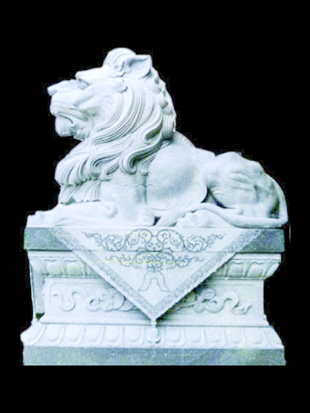 Lying Lion White Grey Marble Statue DSF-T42