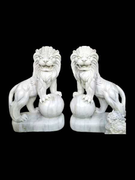 Lion Playing Ball Marble Statue DSF-T48