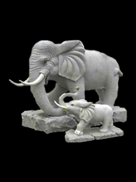 Garden Mother Elephant & Baby Marble Statue DSF-T78