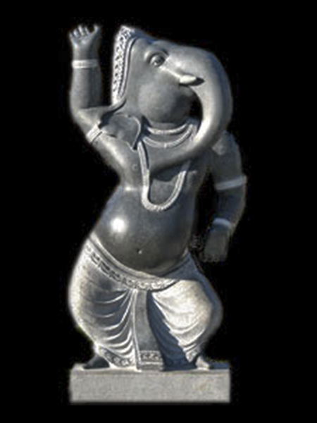 Standing Elephant Black Granite Statue DSF-T46