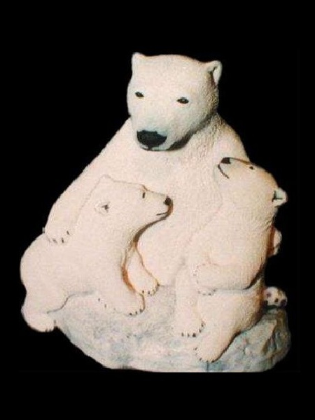 Bear Family Marble Statue