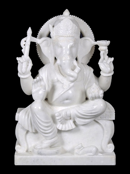 Seated Indian Ganesha Marble Statue DSF-CP68