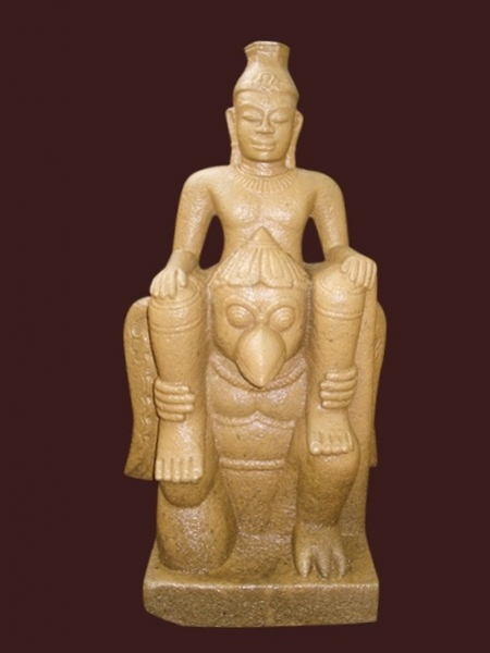Visnu on Garuda Cham Hindu Stone Statue DSF-CP55