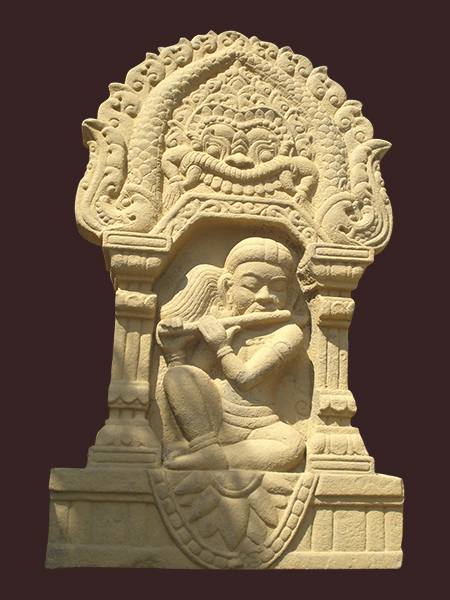 Flute Man Cham Hindu Stone Relief