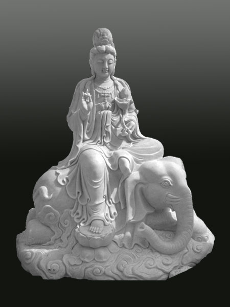 Buddha on Elephant Stone Statue DSF-P94