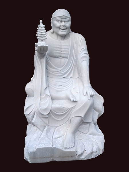 Raised Pagoda Lohan Nandimitra Buddhist marble statue DSF-P122