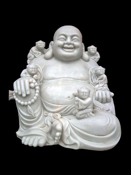 Laughing Buddha with 5 adorable children marble statue DSF-P34