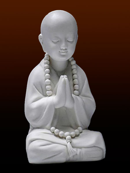 Praying Seated Little Buddhist Monk Stone Statue DSF-P142