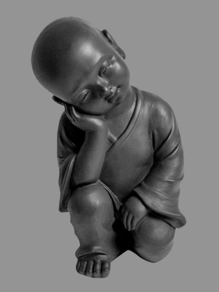 Kneeling and Sleeping Little Buddhist Novice Stone Statue DSF-P71