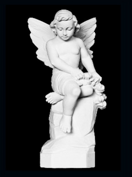 Sitting Boy Angel With Roses Stone Statue DSF-TT48