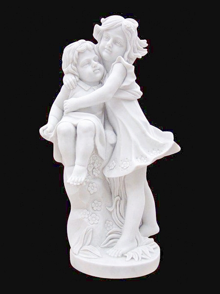 Baby Sister and Brother Hugging Stone Statue DSF-EB11